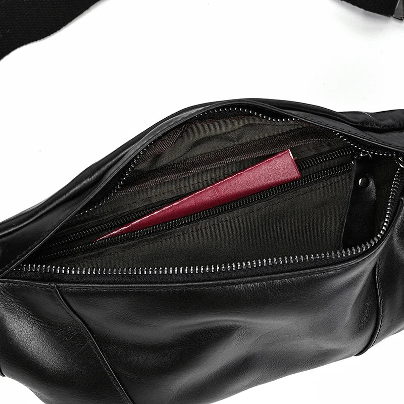 Luufan Crazy Horse Cowhide Leather Waist Bag — Men's Mini Travel Fanny Pack & Phone Pouch