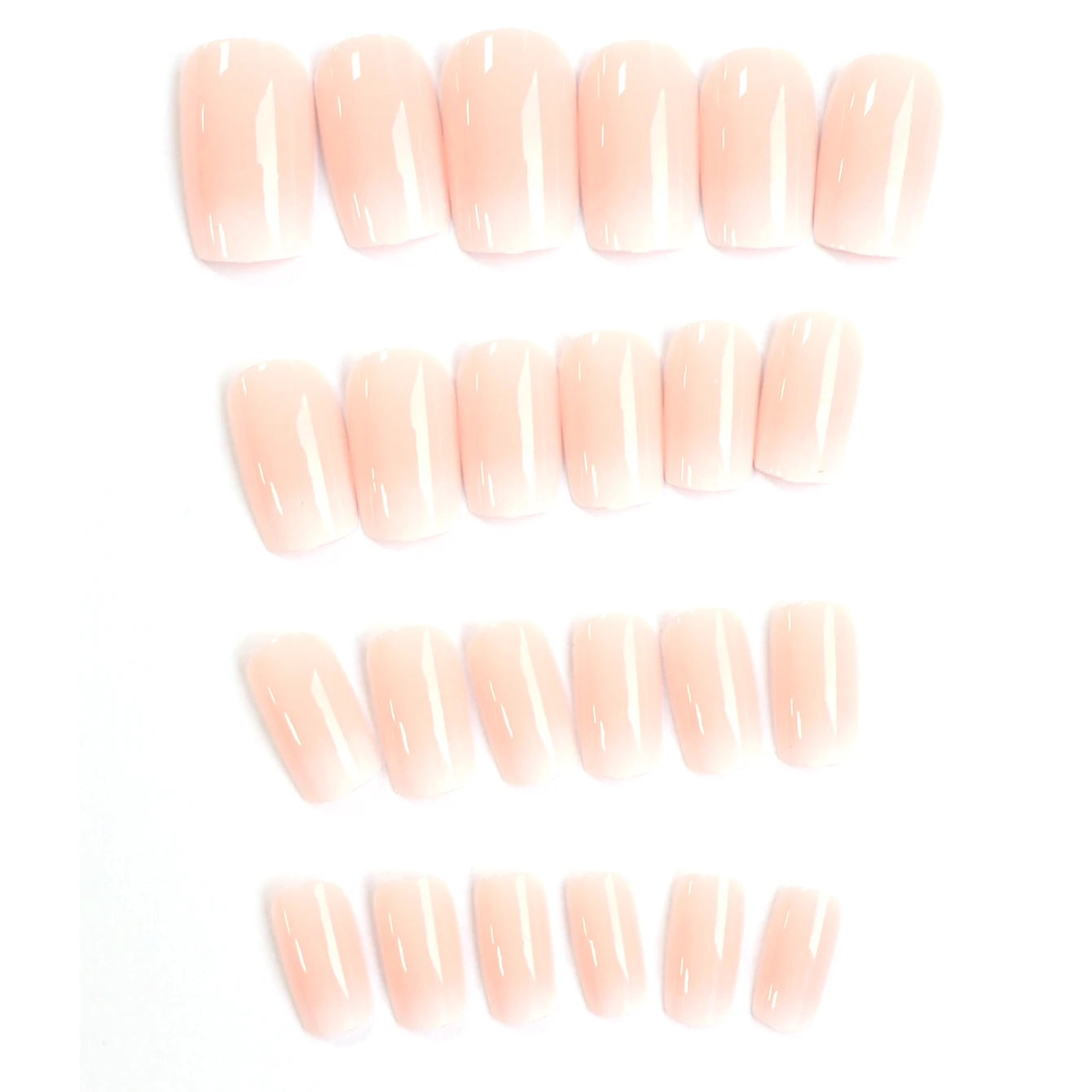 24-Piece Short Square Press-On Nails – Pinkish-White Gradient with Nail Glue & File Kit