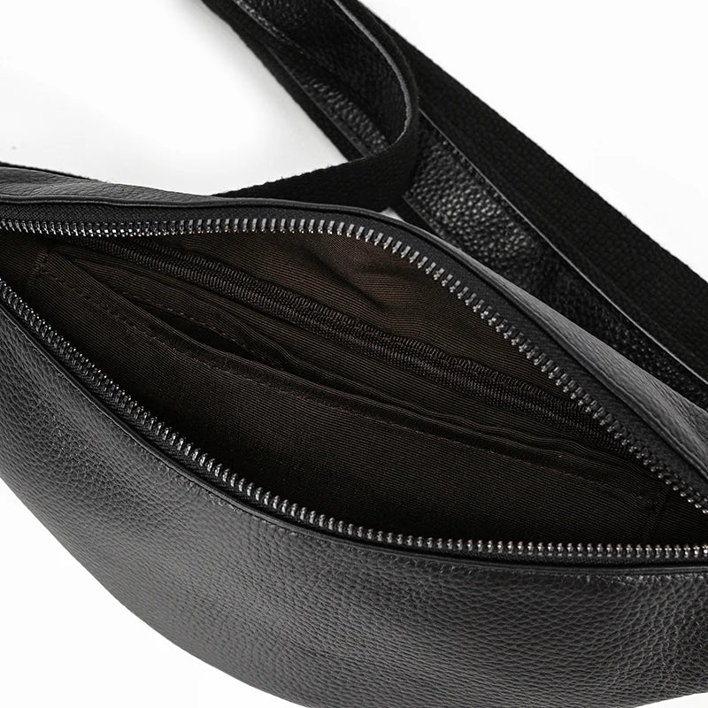 Newsbirds Men's Genuine Leather Chest Bag — Vintage Crossbody Sling & Outdoor Belt Pouch