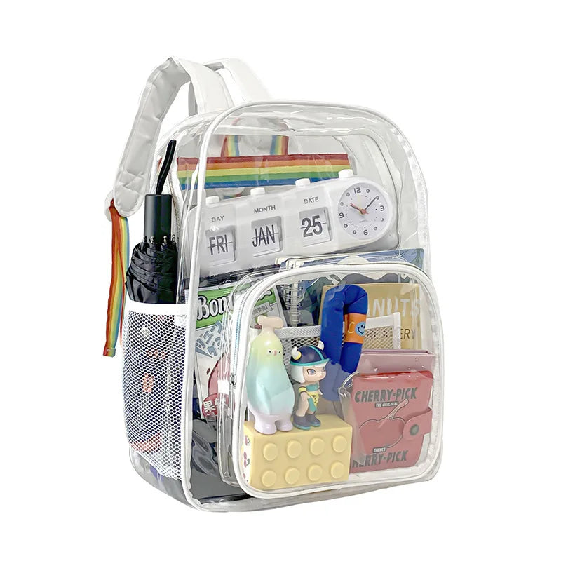 Large Capacity Transparent PVC Backpack – Waterproof School & Travel Bag for Students