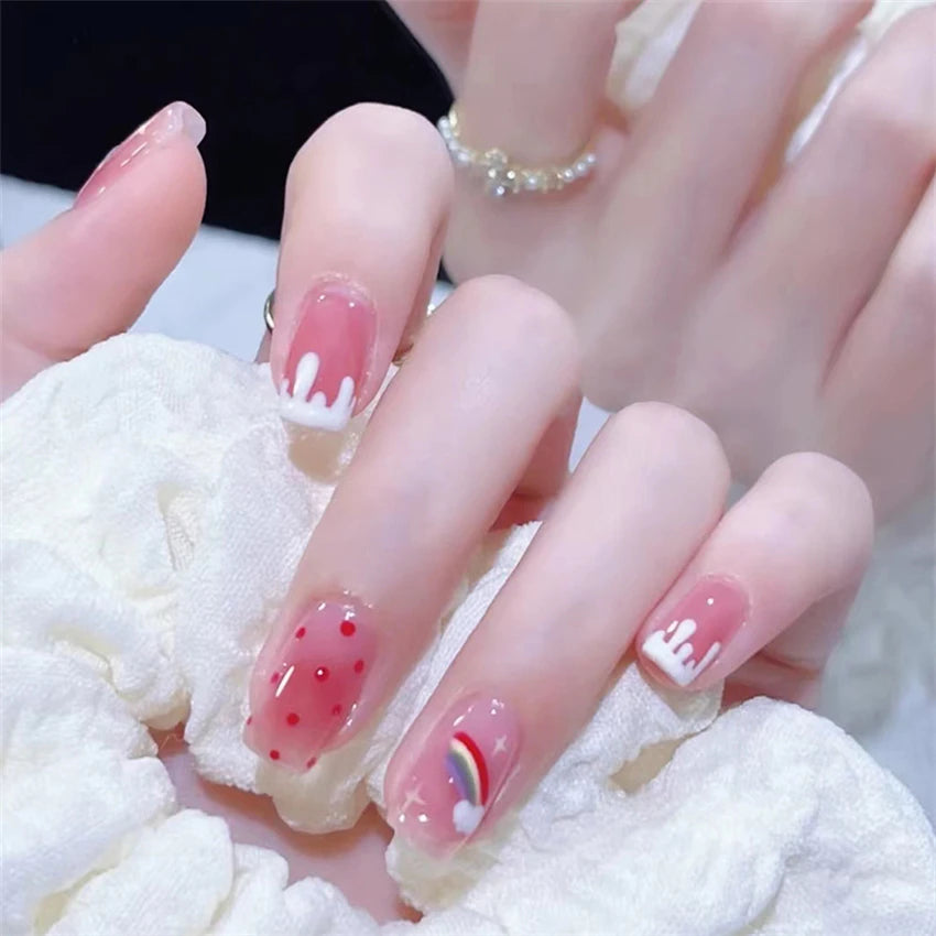 24Ps/Lot Wearing Fake Nails Art Sunflower Flower Whitening Fashionable False Nail Tips Finished Full Coverage Press on Nails Set