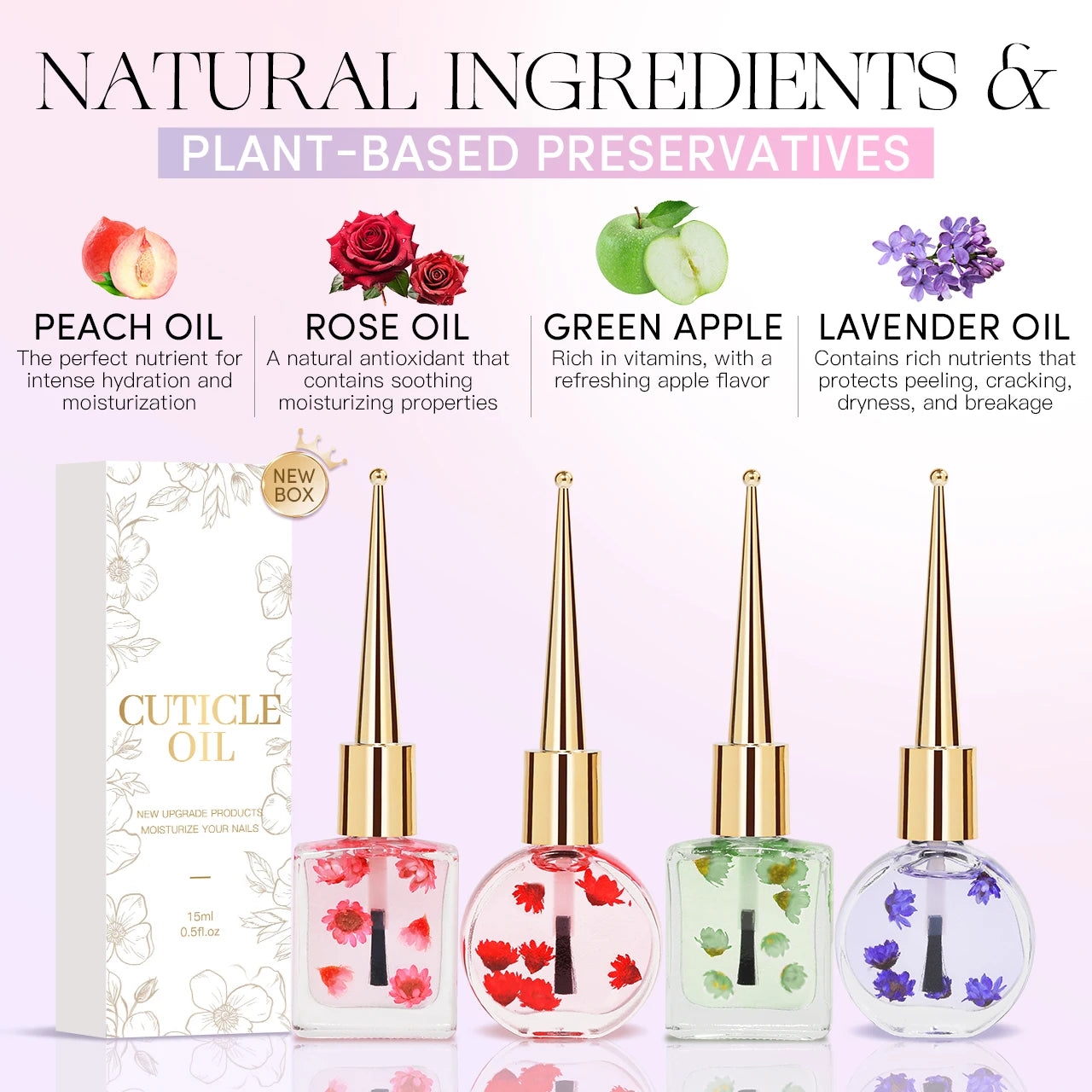 IDOL COLOR Cuticle Oil with Real Flowers — Vegan Nail Care Oil 15ml