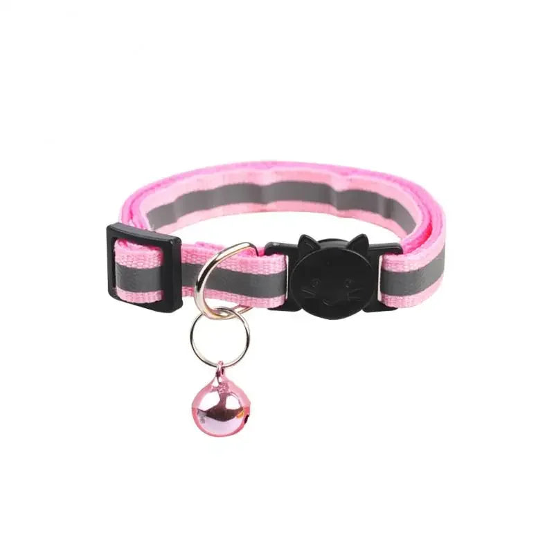 Reflective Pet Collar Cat And Dog Safety Buckle With Bell Nylon Buckle Adjustable Collar Night Safety Cartoon Pet Accessories
