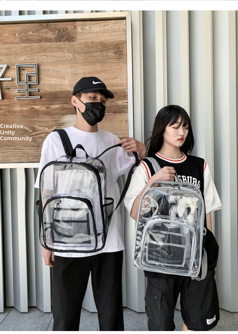 Large Capacity Transparent PVC Backpack – Waterproof School & Travel Bag for Students