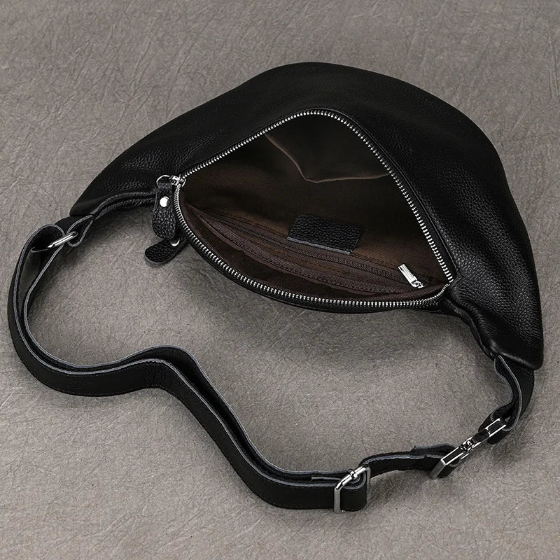 Luufan Crazy Horse Cowhide Leather Waist Bag — Men's Mini Travel Fanny Pack & Phone Pouch