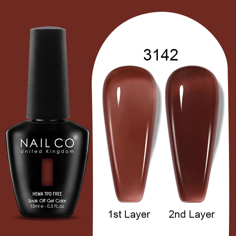 NAILCO Jelly Gel Nail Polish | HEMA-Free Soak Off UV LED Semi-Permanent Gel Varnish — 70 Colors