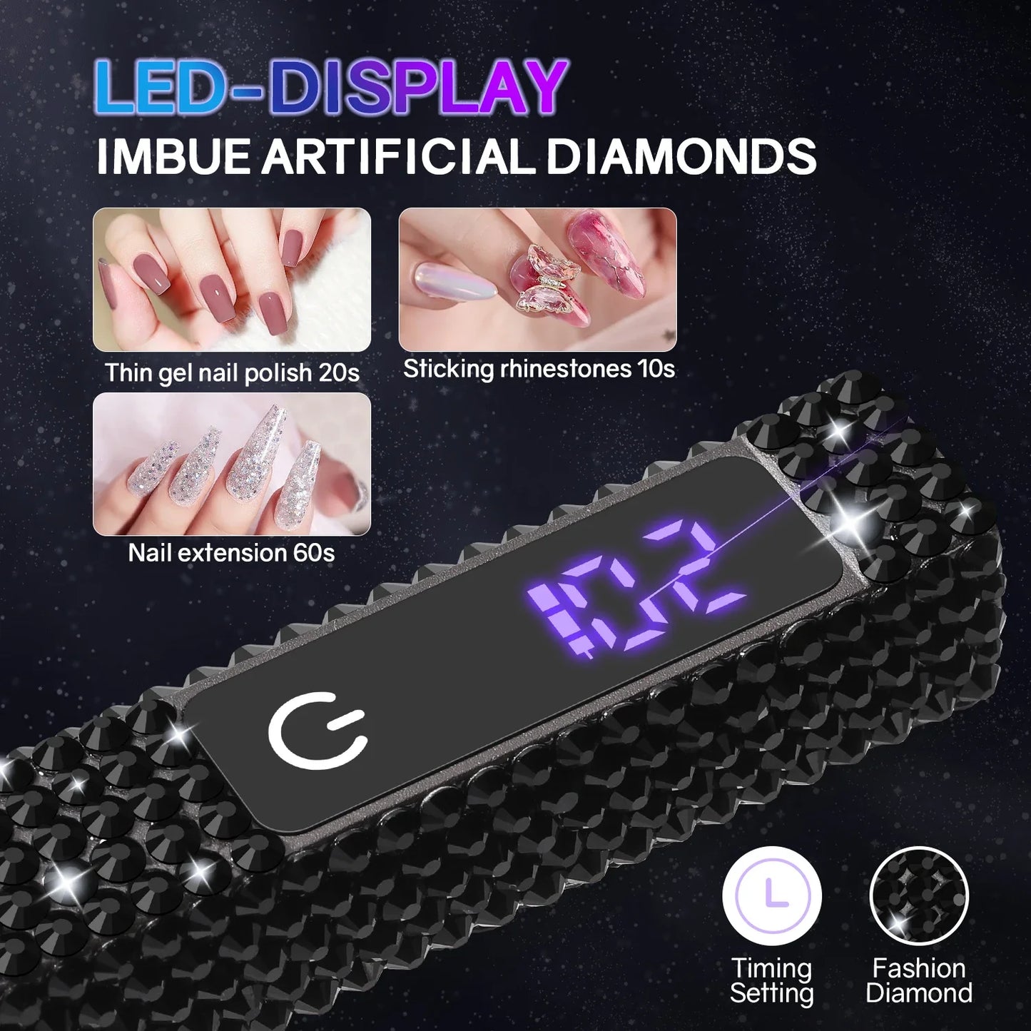 UV LED Nail Lamp Dryer Machine Portable USB Rechargeable Nail Dryer With Diamond Quick Drying Handheld Manicure Lamp For Gel