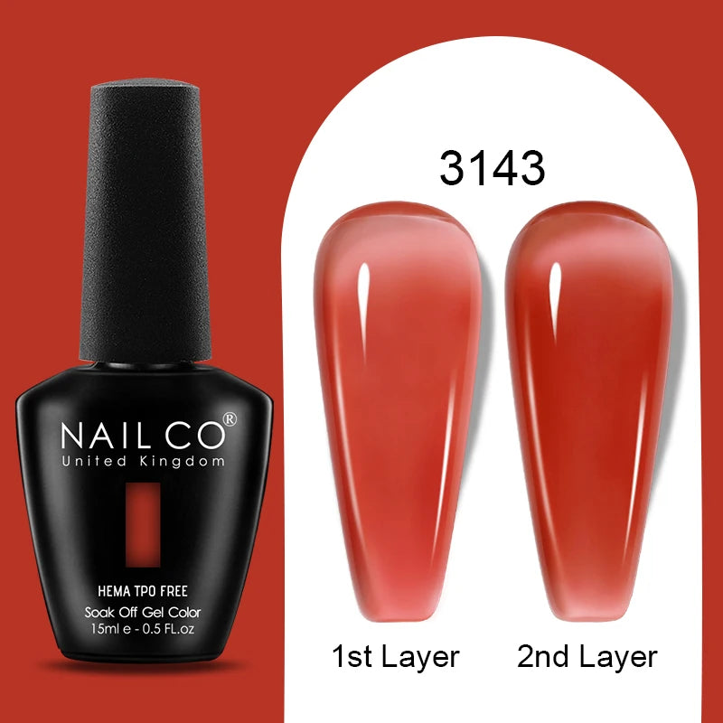 NAILCO Jelly Gel Nail Polish | HEMA-Free Soak Off UV LED Semi-Permanent Gel Varnish — 70 Colors