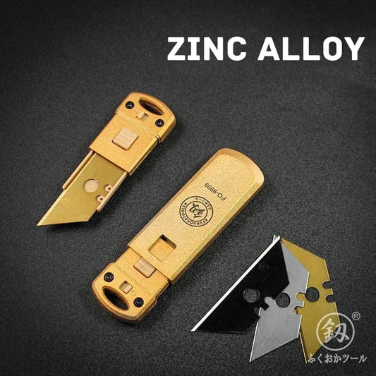 Mini Zinc Alloy Safety Utility Knife – Magnetic SK-5 Blade, Auto Springback, Blade Lock | EDC Box Cutter