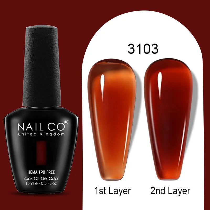 NAILCO Jelly Gel Nail Polish | HEMA-Free Soak Off UV LED Semi-Permanent Gel Varnish — 70 Colors