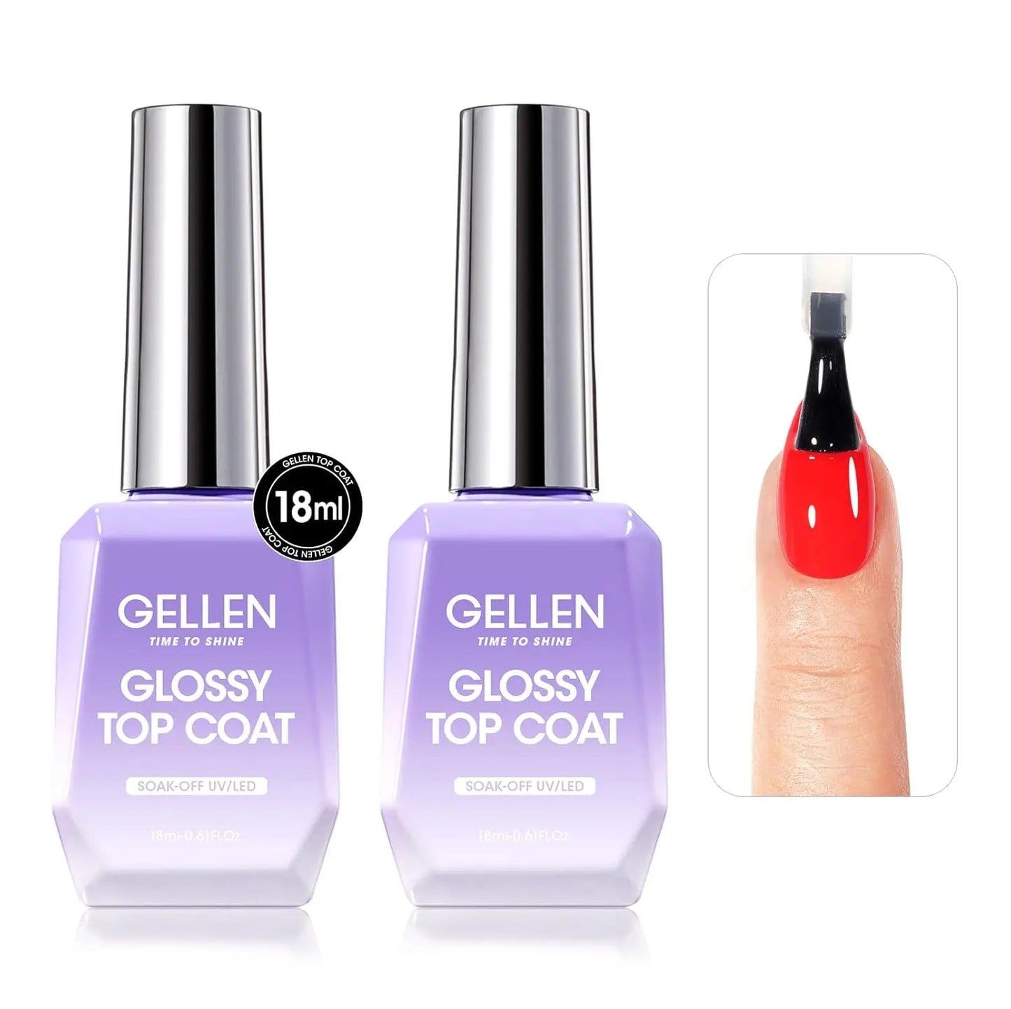 GELLEN Professional Gel Nail Set — 18ml 4-Piece Base Coat, Top Coat & Strengthener Kit for Long-Lasting Manicures
