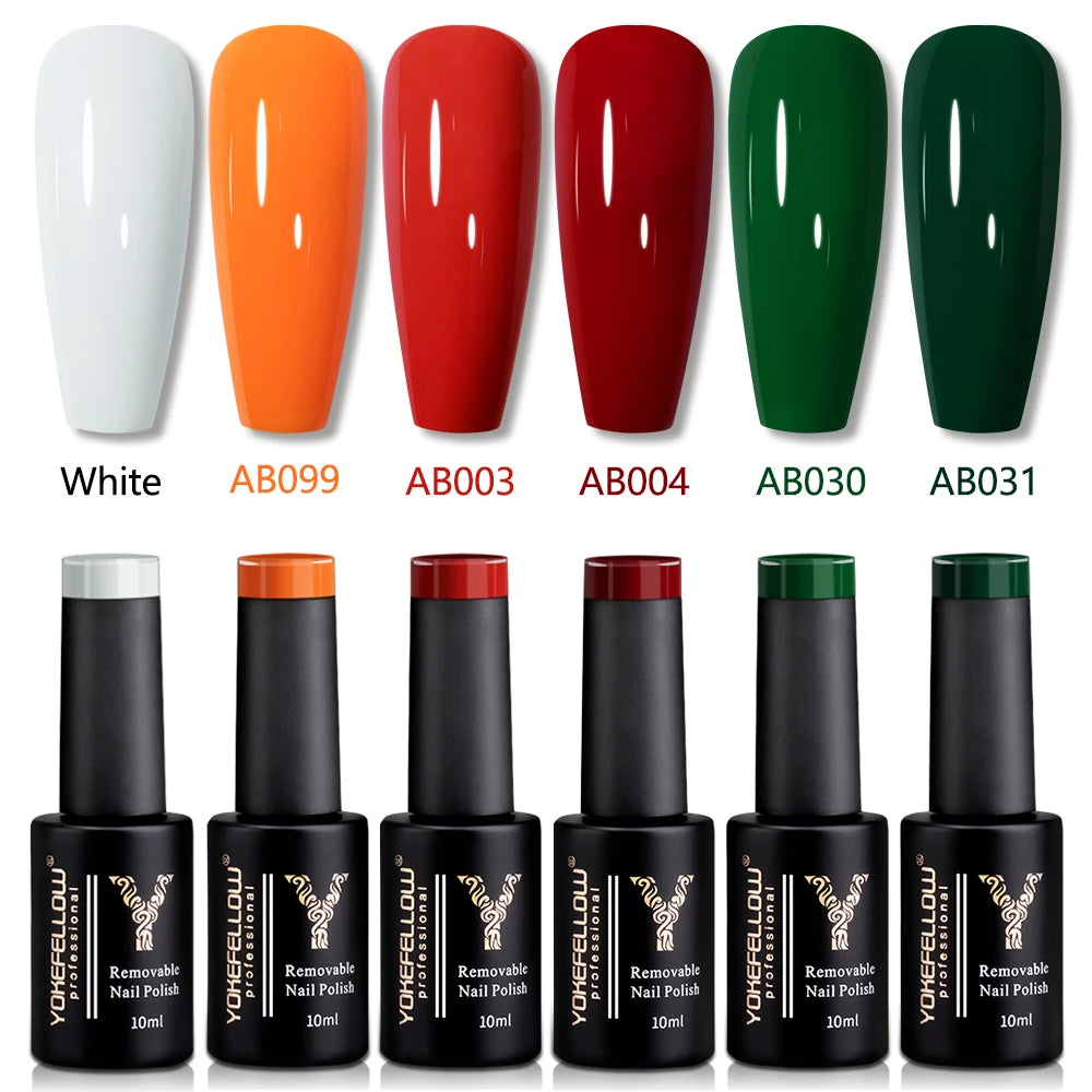 YOKEFELLOW 6-Piece Gel Nail Polish Set | Fall & Winter Seasonal Colors | UV/LED Semi-Permanent Gel Varnish