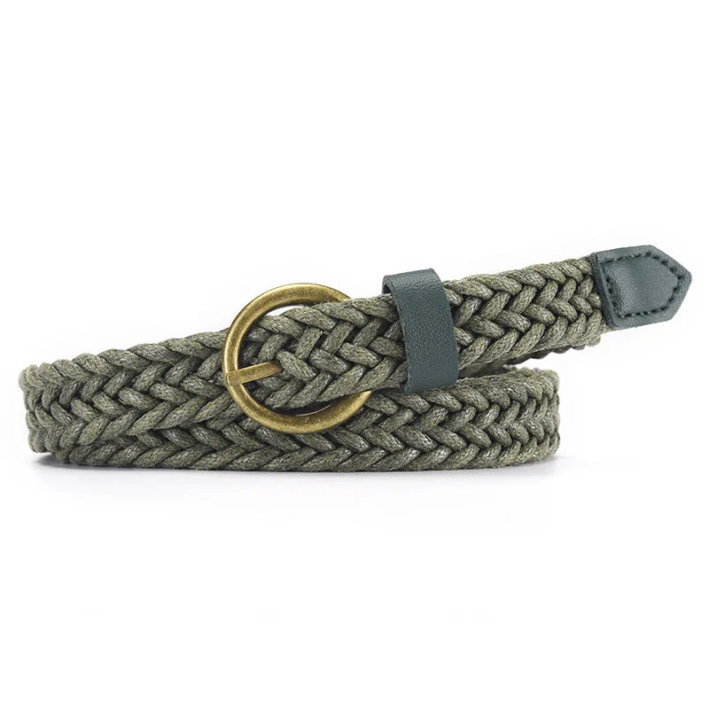 1.8x105cm Fashion Woven Thin Belt Vintage Jeans Dress Accessories Simple Pin Buckle Waistband for Women