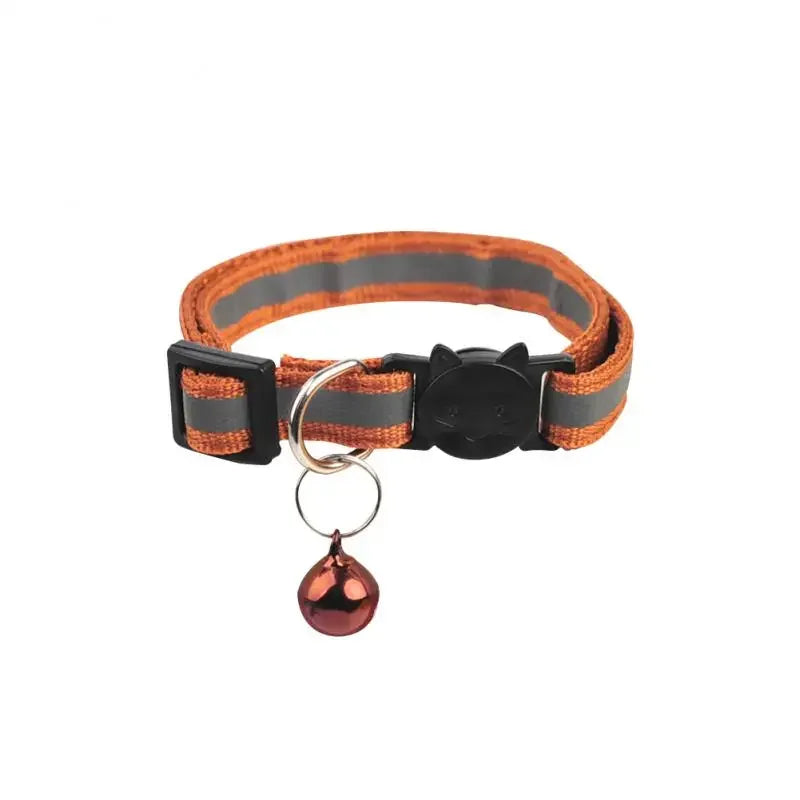 Reflective Pet Collar Cat And Dog Safety Buckle With Bell Nylon Buckle Adjustable Collar Night Safety Cartoon Pet Accessories