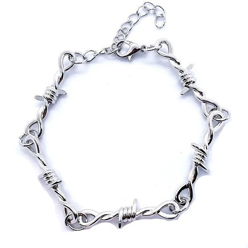 Punk Retro Spiked Metal Knot Chain Small Thorn Necklace For Men and Women Cool Hip-hop Fashion Jewelry Gifts