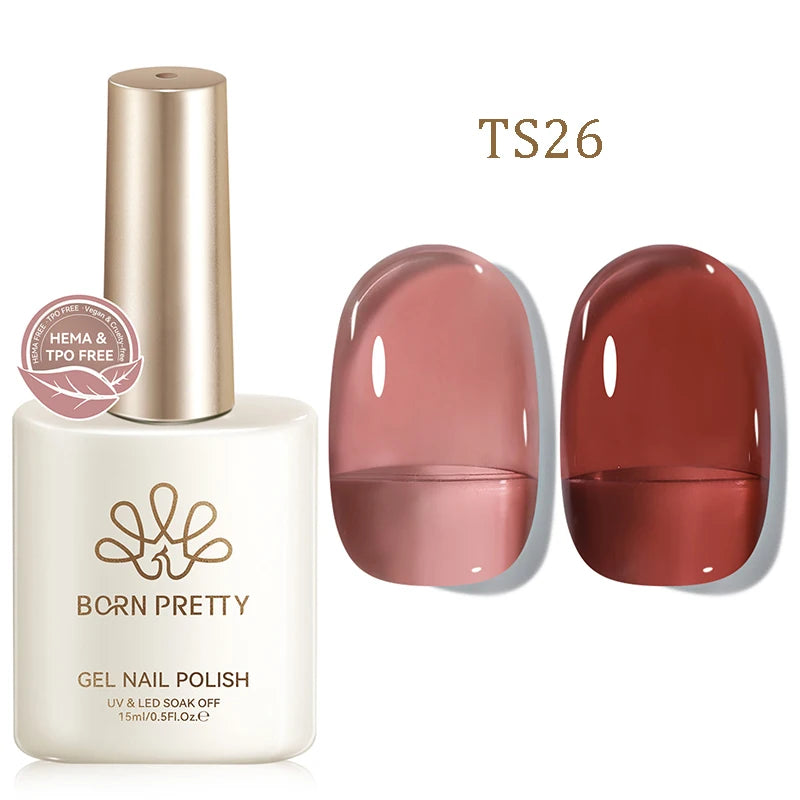 BORN PRETTY 15ml Jelly Gel Polish | Pink Nude & Glitter | Soak-Off UV/LED | 24 Shades