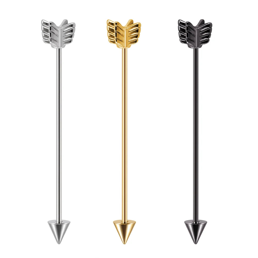 1Pcs Surgical Steel Arrow Design Spike Cartilage Earrings Multi-Use Arrow Industrial Barbell Piercing For Women Man Body Jewelry